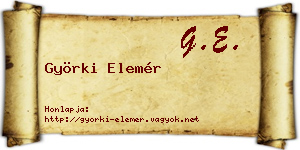 Györki Elemér névjegykártya